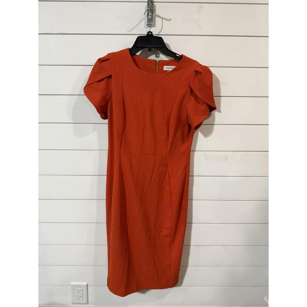 Calvin Klein Orange Tulip-Sleeve Sheath Dress 10 - Picture 4 of 7